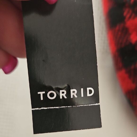 Torrid Red and Black Checkered Moccasin Slippers - Picture 2 of 16